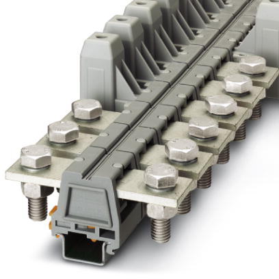 Phoenix Contact High Current Terminal Block; UHV 95-AS/AS; 230A; 600V; #2 - 4/0; Bolt Connection; Gray